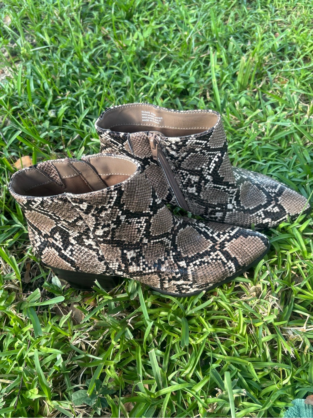 Eloise Snakeskin Ankle Boots Size 8.5
